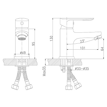 смеситель для умывальника ROSSINKA RS32-11 - №1