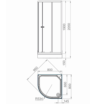 набор Segment Low 80х80x205 ограждение бел/прозр, низк.поддон MSETWSL8080TWt - №1