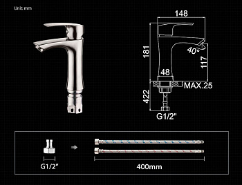 смеситель для умывальника LEDEME L71001 нержавеющая сталь - №6