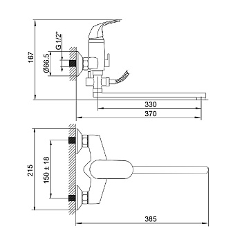 смеситель для ванны MELODIA Moderno картридж д.35мм длинный излив MDV35141 - №1