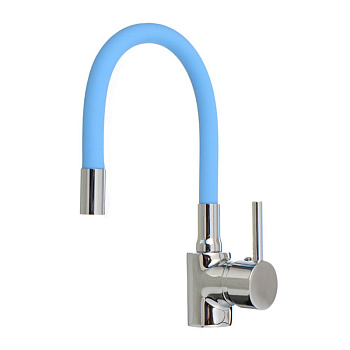 смеситель кухня Ex-Promt Kitchen картридж д.40мм, гибкий излив, light blue Ex125.4-11 лат.,без подв. - №1