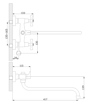 смеситель для ванны ROSSINKA H02-84R - №3