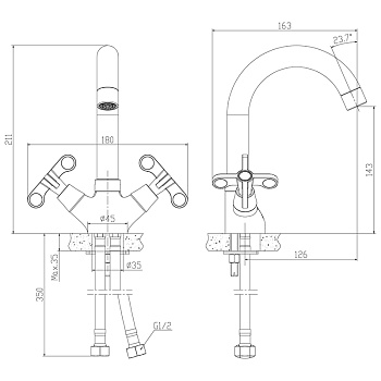 смеситель для умывальника ROSSINKA RS42-62 - №2