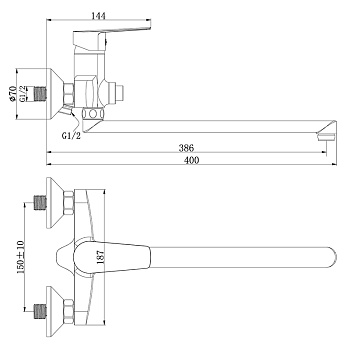 смеситель для ванны ROSSINKA S35-35 - №1