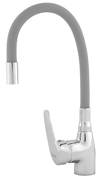 смеситель для кухни MELODIA Ostessa картридж д.40мм гибкий излив серый MDV40615Gray