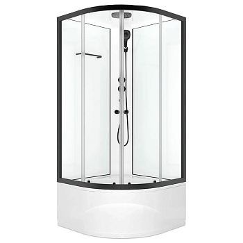 кабина CLASSICA Black 90х90 высокий, прозр.стек.,бел.стен.,черн.пр. MB01033