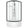кабина CLASSICA Black 90х90 высокий, прозр.стек.,бел.стен.,черн.пр. MB01033