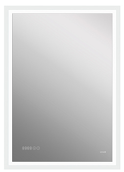 зеркало LED 080 design pro 60x85 с подсветкой часы с антизапотеванием прямоугольное Cersanit