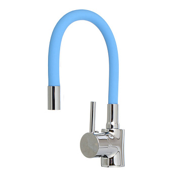 смеситель кухня Ex-Promt Kitchen картридж д.40мм, гибкий излив, light blue Ex125.4-11 лат.,без подв.