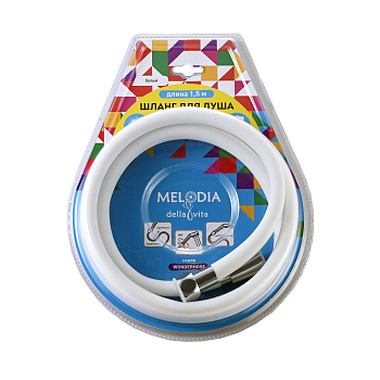 шланг д/душа MELODIA WONDER SILICONE ANTI-TWIST 1/2"*1/2" конус нерж. d15, L150см белый MKP34436BLwt - №1