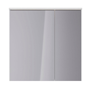 шкаф-зеркало Lemark ZENON 80х80см 2-х дверный, с козырьком-подсветкой, с розеткой, белый глянец