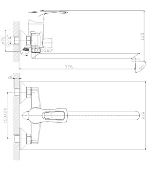 смеситель для ванны ROSSINKA T40-32 - №2