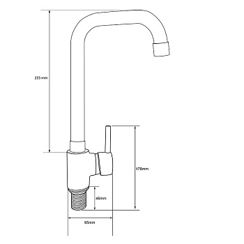 смеситель для кухни Ex-Promt Kitchen картридж д.40мм, Г-обр. излив Ex125.4-12 латунь (без подводки) - №1