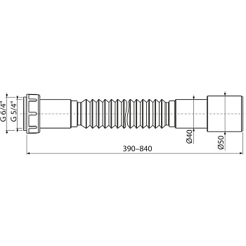 гофра 1.1/2" c переходникoм 1.1/4"х40/50 мм 390-840мм A793 Alcadrain - №1