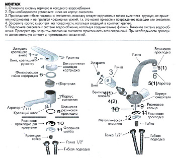 смеситель для умывальника ROSSINKA H02-61R - №1
