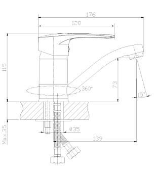 смеситель для умывальника ROSSINKA T40-22 - №1