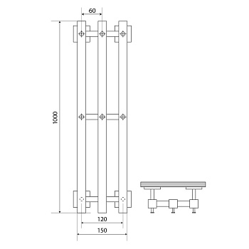 полотенцесушитель MELODIA Etude 100х12 П3 6 крючков MTREE10012 - №1