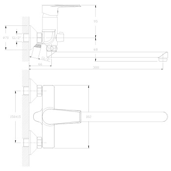 смеситель для ванны ROSSINKA RS28-33 - №1