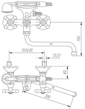 смеситель для ванны Mofem Treff 604 TREFF артикул 145-0021-01 - №1