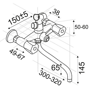 смеситель для ванны ЦС-СМ 500/5-4 Пл.мах - №1