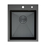 кухонная мойка D&K DKS415006 нерж.сталь графит, в комплекте с сифоном, корзиной, дозатором