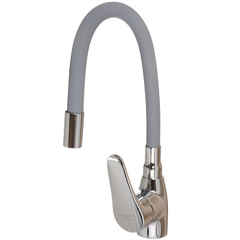 смеситель для кухни MELODIA Ostessa картридж д.40мм гибкий излив серый MDV40615Gray - №1