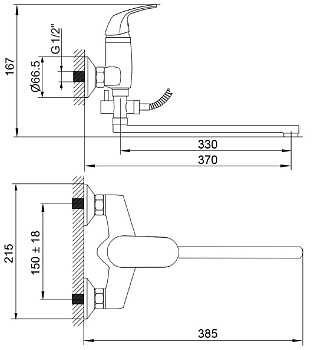 смеситель для ванны MELODIA Moderno картридж д.35мм длинный излив MDV35141 - №3