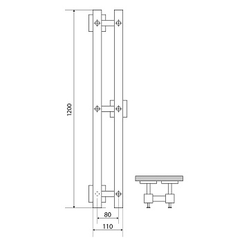 полотенцесушитель MELODIA Etude 120х08 П2 4 крючка MTREE12008 - №1