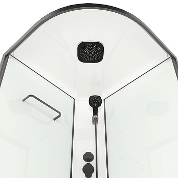 кабина CLASSICA Black 90х90 высокий, прозр.стек.,бел.стен.,черн.пр. MB01033 - №4